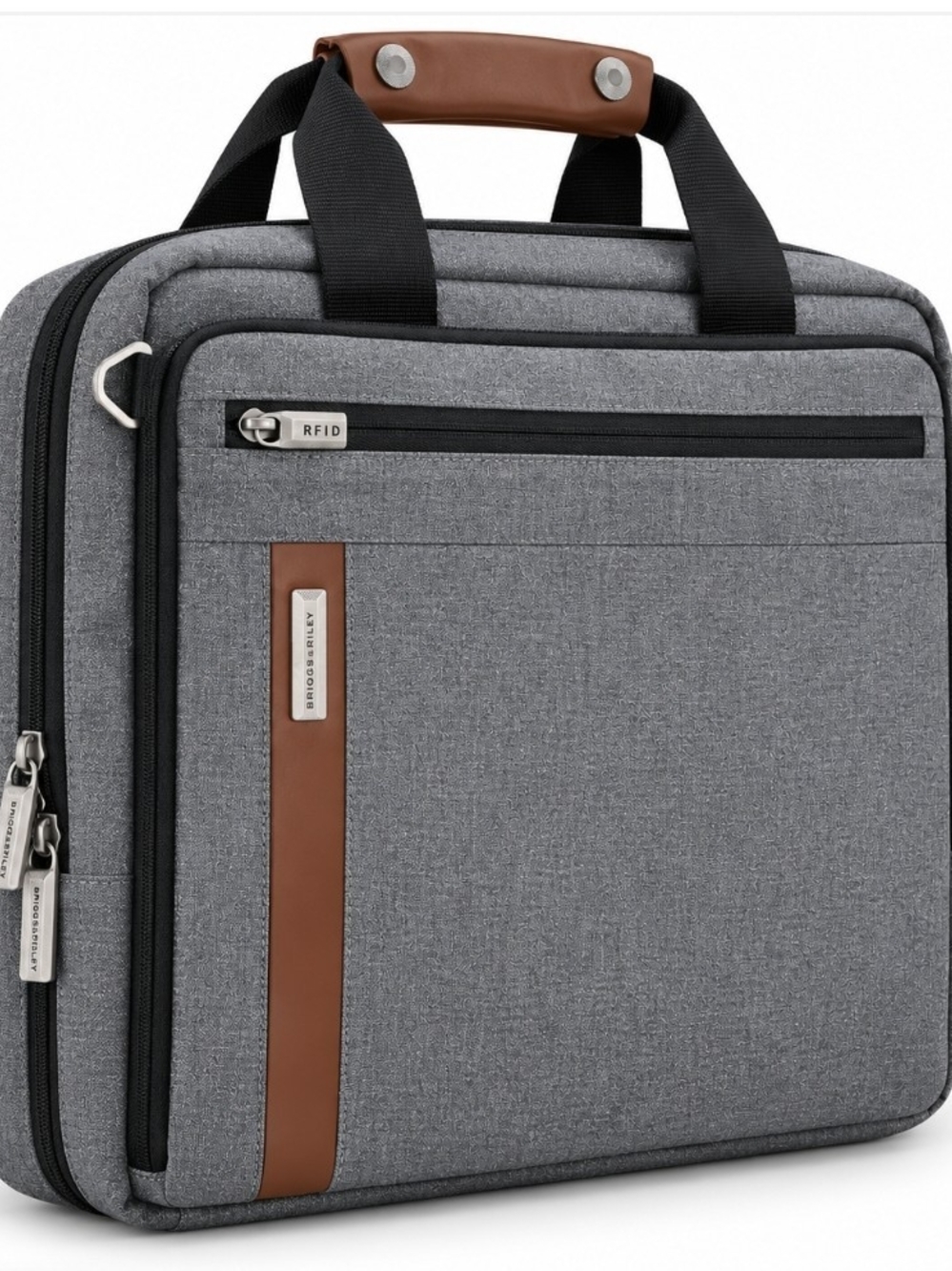 Briggs & Riley Gray Men’s Laptop Briefcase with Tan Interior